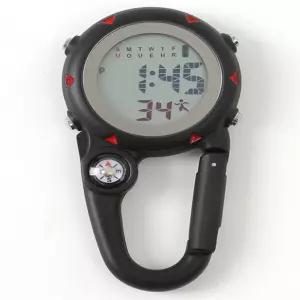 생활의 미쁨 등산 캠핑 낚시 액티브 카라비너 스포츠 시계 블랙/레드  마라톤시계