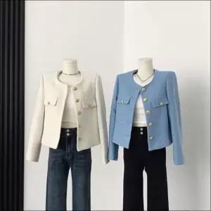 여성 트위드 자켓 봄자켓 금장버튼 하객룩 오피스룩 기본 (WFKBA2J)