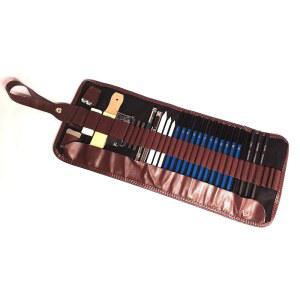 여행용 롤업 케이스에 , 드로잉 연필, 샤프너, 지우개가 포함된 치카디 크루 32대 스케치 세트