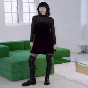 [LAP] 벨벳 뷔스티에 원피스 AQ4WOA63