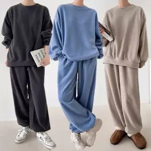 여성 겨울 후리스 맨투맨 조거팬츠 트레이닝 세트 꾸안꾸 츄리닝 셋업 PST0460S 빅사이즈 루즈핏