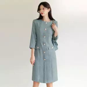 [시크라인] (~XXL까지) 카디알로 7부 트위드 H라인 원피스 겨울 하객룩 오피스룩 모임룩 격식룩 상견례 빅사이즈