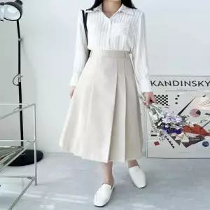 스커트 치마 SK 여성 2컬러 핀턱 주름 플리츠 롱 벨트세트