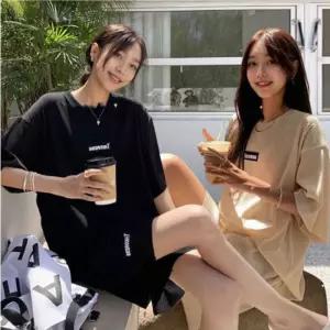 반팔반바지 반팔반바지세트 골지상하복 여성 여름셋업 라운드넷 골지