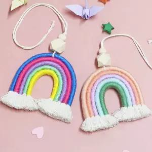 인테리어모빌 여름소품 무지개마크라메 썬캐처 소 무지개모빌