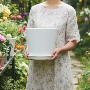 인테리어 플라스틱 화분 무광플레인 원형 화이트 플랜테리어 디자인 분갈이