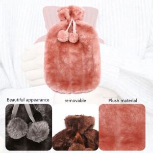 소녀를위한 커버가있는 2000ml 대형 온수 가방 겨울 플러시 손 & 발 따뜻하게 누출 2L 물병