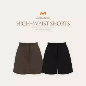 핫핑 [겨울반바지/허리잘록핏 미켈 겉기모 하이웨스트 3부 A라인 반바지 (44~110)