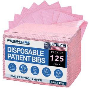 일회용 치과용 턱받이(125팩) 13인치 x 18인치 - 환자용 3겹 방수 타투 용품 커버 - 치과, 에스테틱 용품 트레이 커버 네일 테이블 커버 속눈썹 용품(핑크)