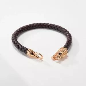 [더스톤즈]18K 다크 레더 남자 팔찌