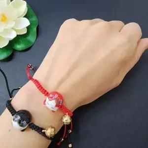 [골드스마일]고양이 복 실팔찌 행운 소원성취 프리사이즈 매듭팔찌