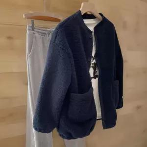 여성 오버사이즈 따뜻한 뽀글이 라운드넥 기본 자켓