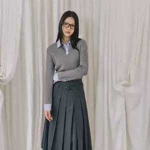 LAP  블루 스트라이프 셔츠 배색 니트 AR4KHA71