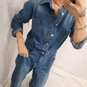 여성 캐주얼 워싱 와이드 데님 청 점프 슈트 점프수트 데님수트 오버롤