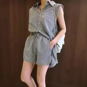 여성 여름 바캉스 스트라이프 투피스 의상 세트