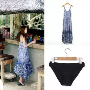 쉬폰소재 롱원피스 스타일 쉬폰원피스 꼬임 팬티세트 비치롱원피스 비치 비치웨어 원피스 어깨끈