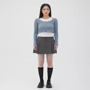 [LAP] 나시 레이어드 셔링 와이드넥티셔츠 AQ1CT345