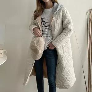 [유어하젤] 피스타 리버서블 뽀글이 퀼팅 롱코트_W4431