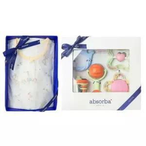 [갤러리아] (압소바출산,백일옷,바디슈트)비행기7부바디슈트+5종딸랑이세트(A13-1068SET)