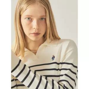 후아유 Steve Open Collar Stripe Pullover WHKAF2353F 835625