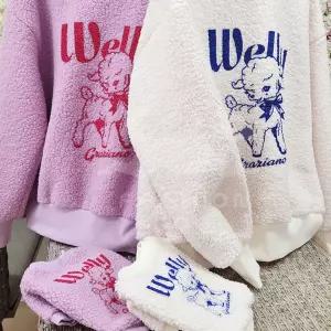 강아지 웰리 뽀글이 맨투맨 견주용 1P 겨울 커플룩