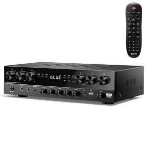 도너 스테레오 리시버, 블루투스 5.3, USB, FM, 2 마이크인, 에코, RCA, 가정용 광/동축 입력, 노래방, 극장 스피커, MAMP6를 갖춘 프리미엄 1000W 피크 파워 6채널 오디오 앰프