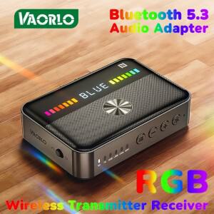 VAORLO M13 Bluetooth 5.3 오디오 어댑터 RGB 조명 LED 디스플레이 마이크 DAC 지원 스테레오 HIFI 무선 송