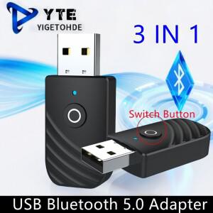 3-in-1 Bluetooth 5.0 USB 어댑터 자동차 TV PC 홈 스테레오 용 3.5mm AUX가 무선 오디오 송신기 수신기