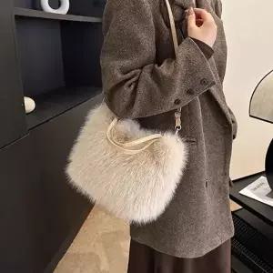 은창스퀘어 포실 스트랩 퍼 가방 크로스백 숄더 토트백 가방 미니 털가방 겨울 가방 여성 여성용 여