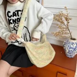 은창파스텔 배색 스무딩 포근 지퍼 숄더백 크로스백 숄더 가방 미니 에코백 가을 겨울 가방 휴가 여성