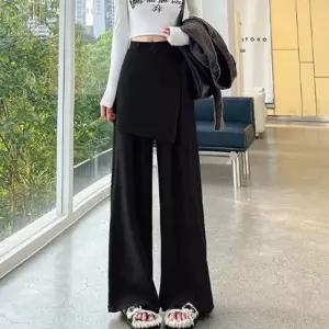 레이어드 2컬 여자 바지 랩스커트 정장 와이드핏 팬츠 (WFKBX6K)