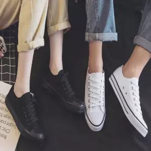 단화 올블랙 스니커즈 로우 캔버스 베이직 검정 남녀