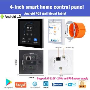 2025년  4인치 PoE 태블릿 스마트 홈 제어 패널 안드로이드 13 OS 터치스크린 벽걸이형 AC110-240V 전원 공