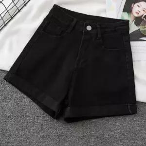 여성 롤업 하이웨스트 숏팬츠 기본 베이직 데님 반바지여자 흰반 블랙 핫팬츠 3부 여름 하이 하의