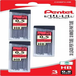 펜텔 슈퍼 하이폴리머 리드 리필0.5mm 미세 HB 튜브당 30개 90개 수