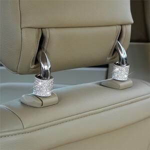 패션 반짝 이는 라인 석 좌석 머리 받침 극 금속 반지 인테리어 장식 자동차 액세서리