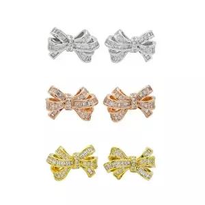 [신세계라이브쇼핑][옷자락] 여자 섬세한 미니 큐빅 리본 은침 스터드 귀걸이