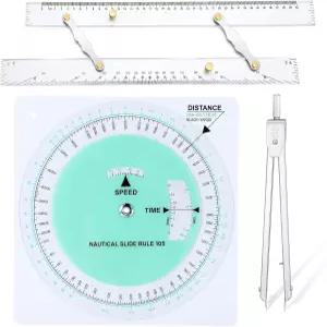 던줌 3개 해상 내비게이션 키트 기본 세트에는 투명한 눈금이 있는 18인치 평행 자 8인치 직경의 플로터