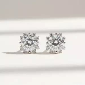 3부 5부 랩 다이아 프리즘 침 귀걸이 여자 친구 생일 선물 결혼 예물 기념일