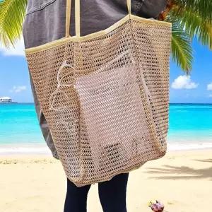 워터파크 대형 메쉬 비치백 그물 가방 해변쉬 데일리 드라이 숄더 대용량 물놀이 바캉스 방수