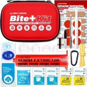 에벌릿 벌침 뱀 물림 키트 베놈 추출 펌프 필수 구급 용품 하이킹 배낭 캠핑 낚시 여행을 위한 곤충 벌레