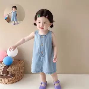 (제스트)U트임 민소매 연청 205414 아동 데님 원피스