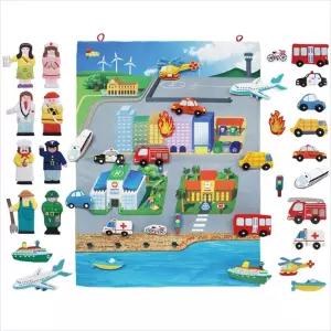 차트 우리동네 교통수단 (손가락 직업 무료)/가정용/벽걸이/교구/벽보판/어린이/팰트/보드판/찍찍이/펠트/