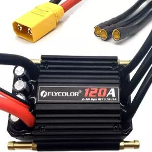 FLYCOLOR 120A 모델 선박 RC 보트용 5.5V /5A BEC 및 XT90 4.0mm 바나나 헤드 커넥터를 갖춘 방수