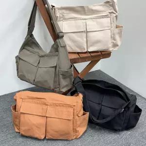 빅사이즈 포켓 캐주얼 캔버스 크로스백 일상룩 학생선물 여자에코백 단정한코디