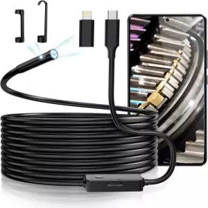 직경 5mm 길이 5m의 USB 보어스코프 카메라 AMTORIN 더블렌즈 내시경으로 iOS 및 Android 시스템 TypeC와