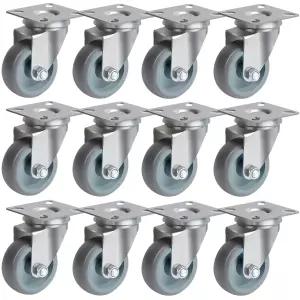 12 팩 2 인치 회전 캐스터 휠 헤비 듀티 TPR 고무 가구 카트 커피 테이블용 바닥 표시 없음 적재 용량