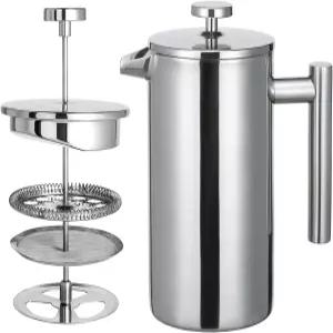 그레이트 셰프 스테인리스 스틸 프렌치 프레스 커피 메이커 1리터 / 1.05쿼트 8컵 34온스 더블 월 카페티어