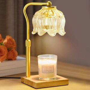 타이머가 장착된 셰비 가능한 캔들 워머 램프, 높이 조절 플라워 멜트 워머, 여성 엄마를 위한 선물, 집안 난방, 침실 홈 데코, 천연 목재