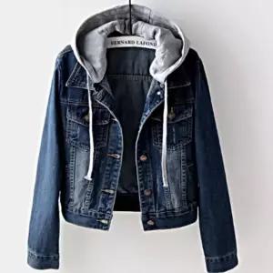 청자켓 탈부착 사선 절개 데일리 데님 후드 자켓 (WFKDFU6)